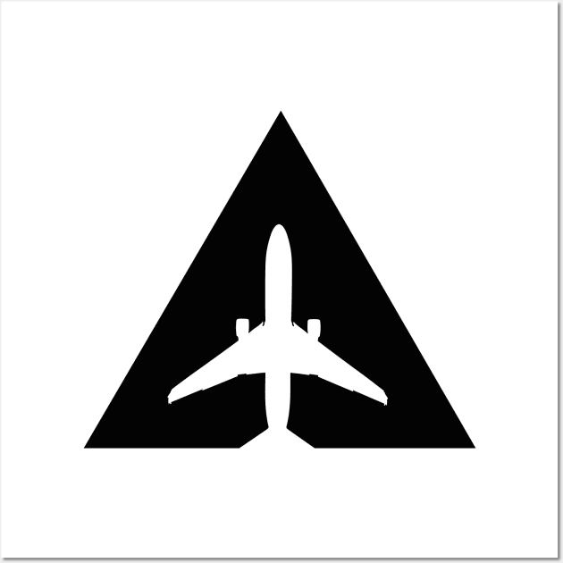 Airplane in triangle white Wall Art by Avion